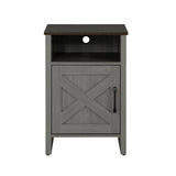 Furniture of America Farmhouse Grey 16-inch Side Table with Barn Door and Open Shelf-边桌-Parc Decor