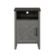Furniture of America Farmhouse Grey 16-inch Side Table with Barn Door and Open Shelf-边桌-Parc Decor