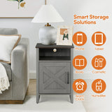 Furniture of America Farmhouse Grey 16-inch Side Table with Barn Door and Open Shelf-边桌-Parc Decor
