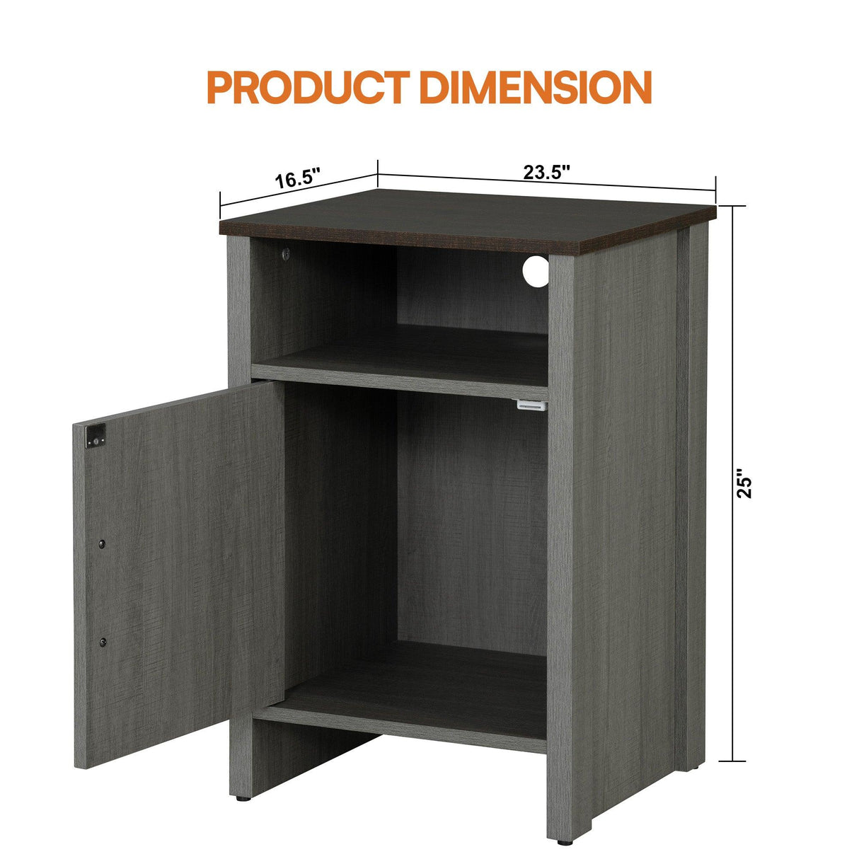 Furniture of America Farmhouse Grey 16-inch Side Table with Barn Door and Open Shelf-边桌-Parc Decor