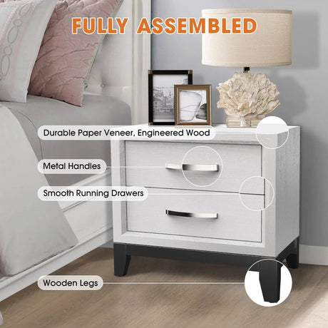 Furniture of America Lucien Modern Wood Nightstand with 2 Drawers