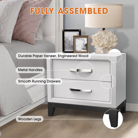 Furniture of America Lucien Modern Wood Nightstand with 2 Drawers-床头柜-Parc Decor