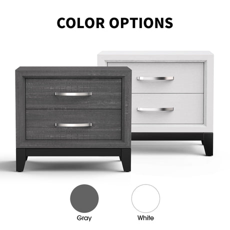 Furniture of America Lucien Modern Wood Nightstand with 2 Drawers-床头柜-Parc Decor