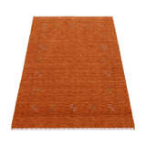 Gabbeh Border Orange Rust Hand Loomed Wool Area Rug