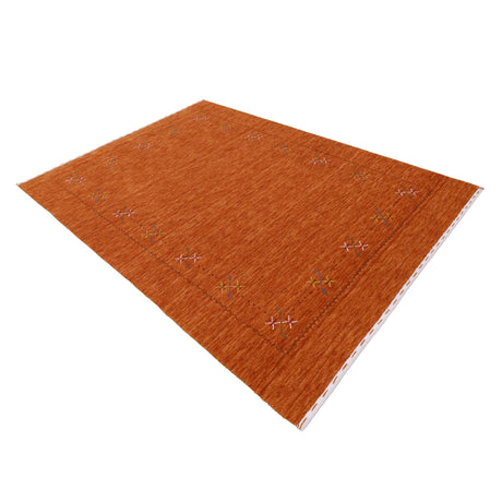 Gabbeh Border Orange Rust Hand Loomed Wool Area Rug