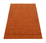 Gabbeh Border Orange Rust Hand Loomed Wool Area Rug