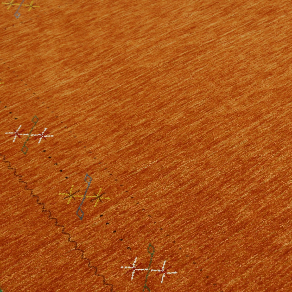 Gabbeh Border Orange Rust Hand Loomed Wool Area Rug