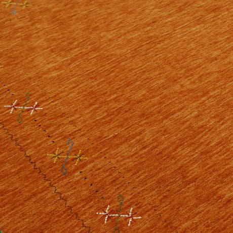 Gabbeh Border Orange Rust Hand Loomed Wool Area Rug