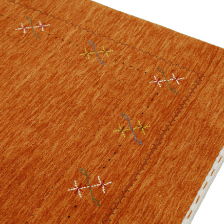 Gabbeh Border Orange Rust Hand Loomed Wool Area Rug