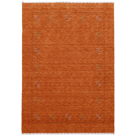 Gabbeh Border Orange Rust Hand Loomed Wool Area Rug