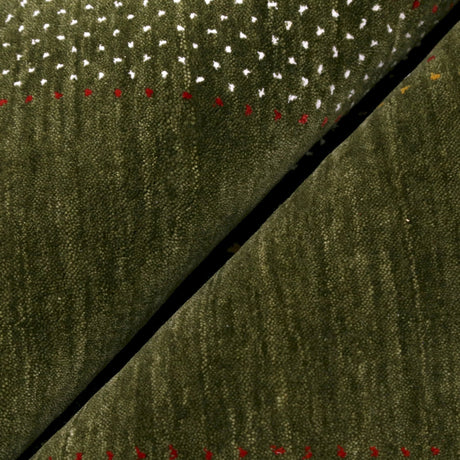 Gabbeh Design Hand Loomed Green Wool Area Rug