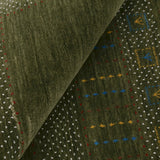 Gabbeh Design Hand Loomed Green Wool Area Rug