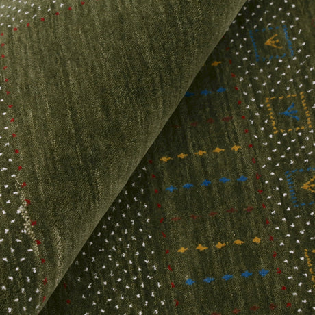 Gabbeh Design Hand Loomed Green Wool Area Rug