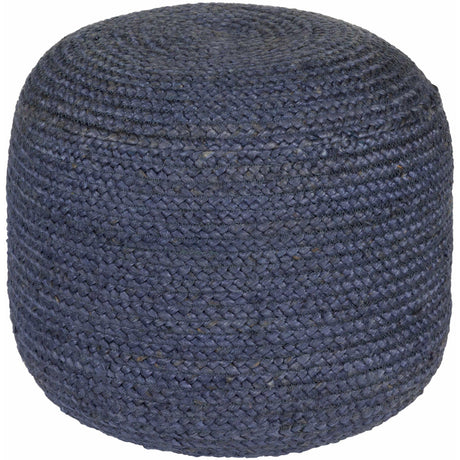 Gail Navy Jute Knitted Pouf-Poufs-Parc Decor
