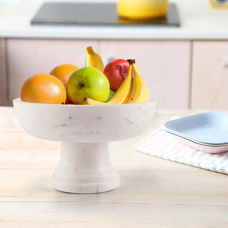 Gala Natural Marble Pedestal Bowl-marble fruit bowl-Parc Decor