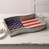 Galvanized American Flag Serving Tray-Serving Tray-Parc Decor