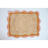 Garden Party placemats with Pink and Orange Edges, Hand Woven Rectangular Table Mat-table tops-Parc Decor
