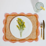Garden Party placemats with Pink and Orange Edges, Hand Woven Rectangular Table Mat-table tops-Parc Decor