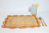 Garden Party placemats with Pink and Orange Edges, Hand Woven Rectangular Table Mat-table tops-Parc Decor