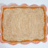 Garden Party placemats with Pink and Orange Edges, Hand Woven Rectangular Table Mat-table tops-Parc Decor