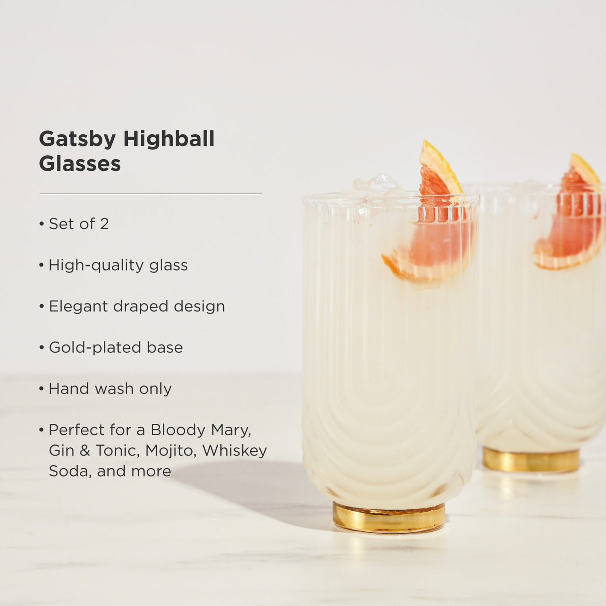 Gatsby Highball Glasses Set of 2-product_type::stemless_cocktail_glasses-Parc Decor