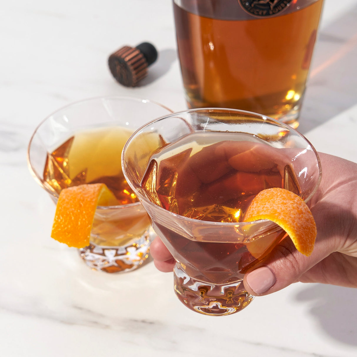 Gem Crystal Martini Glasses Set of 2-product_type::stemless_cocktail_glasses-Parc Decor