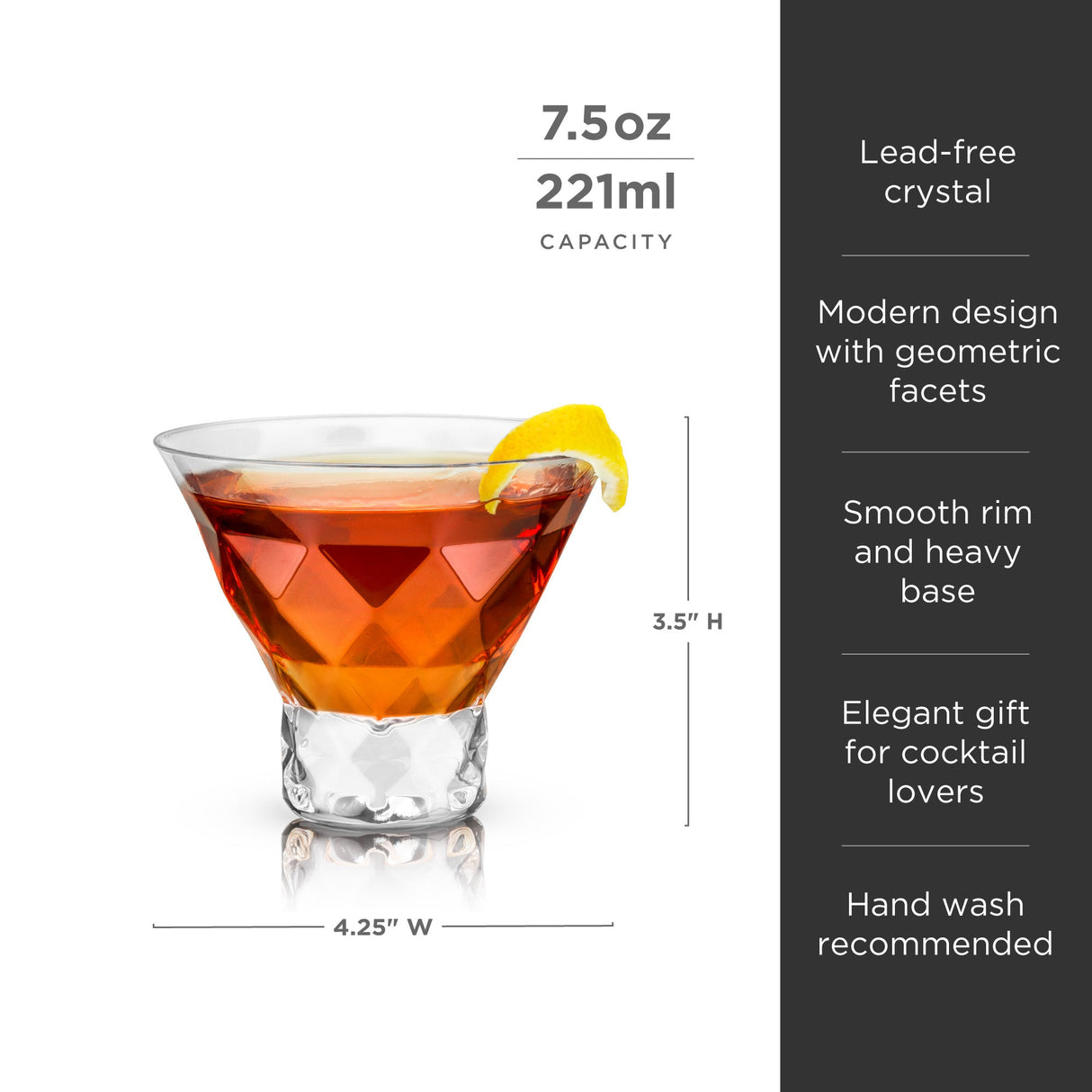Gem Crystal Martini Glasses Set of 2-product_type::stemless_cocktail_glasses-Parc Decor