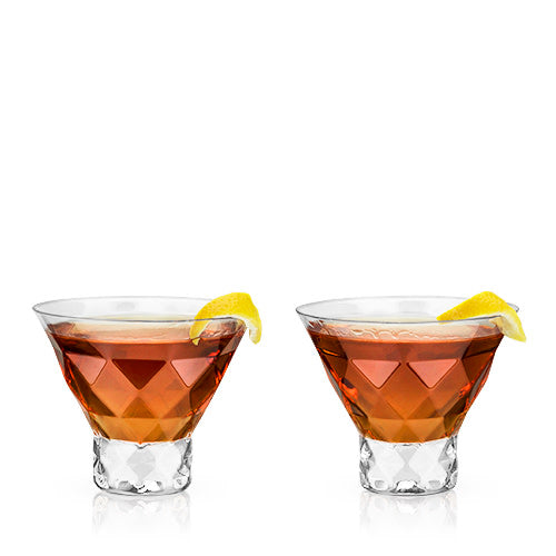 Gem Crystal Martini Glasses Set of 2-product_type::stemless_cocktail_glasses-Parc Decor