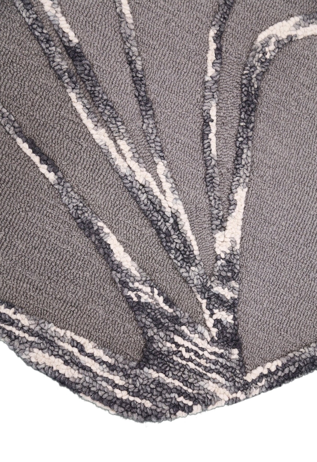 Gem Curved Stripes Gray Hand Tufted 5x5 Wool Area Rug
