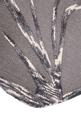 Gem Curved Stripes Gray Hand Tufted 5x5 Wool Area Rug