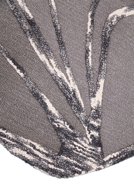 Gem Curved Stripes Gray Hand Tufted 5x5 Wool Area Rug