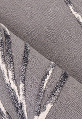 Gem Curved Stripes Gray Hand Tufted 5x5 Wool Area Rug