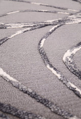 Gem Curved Stripes Gray Hand Tufted 5x5 Wool Area Rug