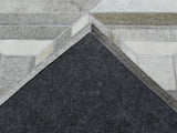 Genuine Leather Geometrical Design Handmade Silver and Gray Area Rug