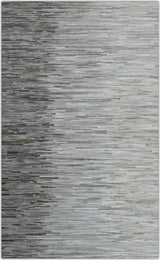 Genuine Leather Stripe Design Handmade Gray and Silver 5x8 Area Rug