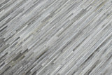 Genuine Leather Stripe Design Handmade Gray and Silver 5x8 Area Rug