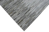 Genuine Leather Stripe Design Handmade Gray and Silver 5x8 Area Rug