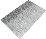 Genuine Leather Stripe Design Handmade Gray and Silver 5x8 Area Rug