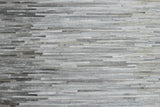 Genuine Leather Stripe Design Handmade Gray and Silver 5x8 Area Rug