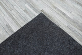 Genuine Leather Stripe Design Handmade Gray and Silver 5x8 Area Rug