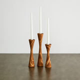 Geo Tapered Wooden Candlestick Holder-Décor-Parc Decor