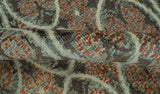 Geometrical Floral Design 5x8.6 Charcoal, Ivory and Rust Hand Knotted wool rug
