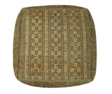 Geometrical Hand Woven Natural Brown and Black Textured jute Pouf