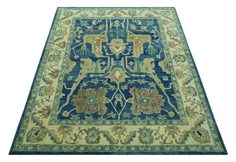 Georgia Custom Made Traditional Blue And Beige Hand Tufted Wool Rug