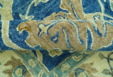 Georgia Custom Made Traditional Blue And Beige Hand Tufted Wool Rug