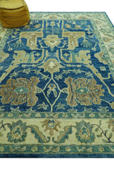 Georgia Custom Made Traditional Blue And Beige Hand Tufted Wool Rug