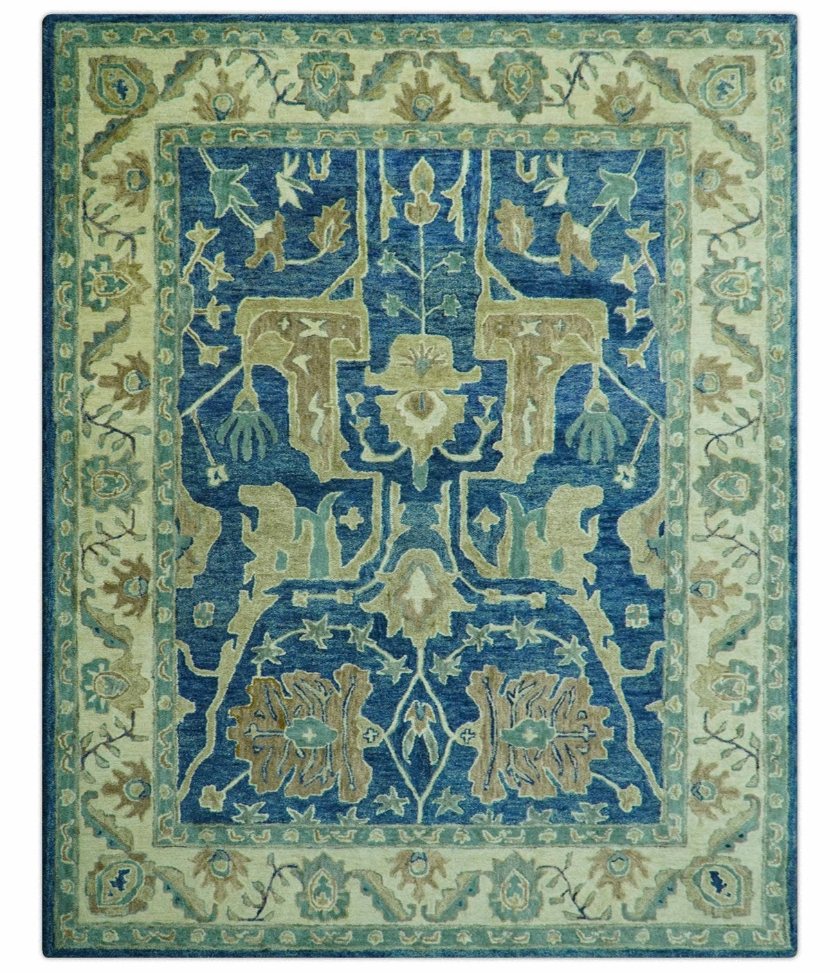 Georgia Custom Made Traditional Blue And Beige Hand Tufted Wool Rug