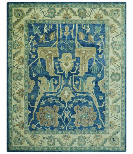 Georgia Custom Made Traditional Blue And Beige Hand Tufted Wool Rug