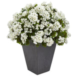 Geranium Artificial Plant in Slate Planter UV Resistant (Indoor/Outdoor)
