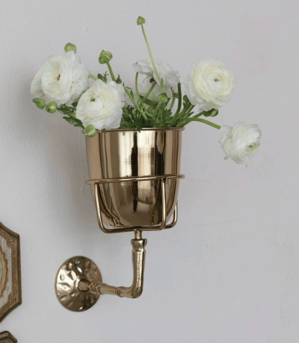 Gerdie Wall Vase Gold Finish - Set of 2-Vases and Jars-Parc Decor